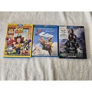 Disney Blu-ray Three Movie‎ Bundle Toy Story 3, Up, Rogue One Star Wars CIB